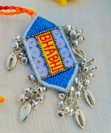 Handcrafted Beaded Bhabhi Blue Motif Rakhi