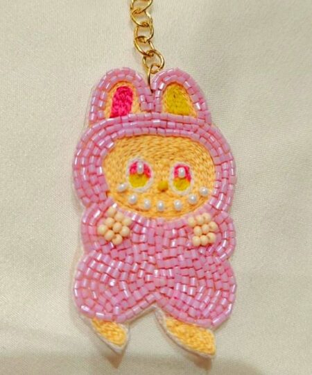Handcrafted Funky Baby Pink Embellished Key Chain