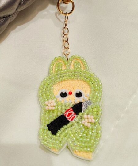 Handcrafted Funky Lime Green Embellished Key Chain
