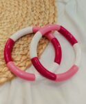 Casual Wear Resin Funky Pink Mix Stretchable Bangle