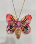 Party Wear Gold Multi Stones Butterfly Embellished Necklace