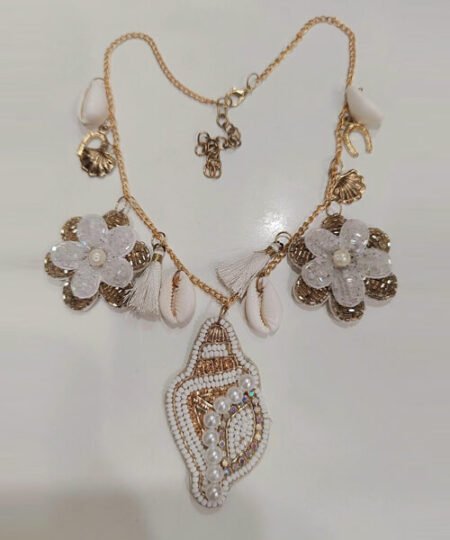 Party Wear Off-White/Gold Beachy Embellished Necklace
