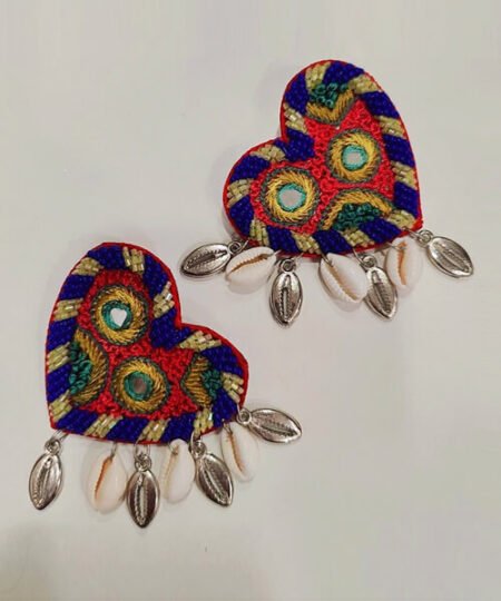 Vacation Wear Red Multi Boho Heart Earrings